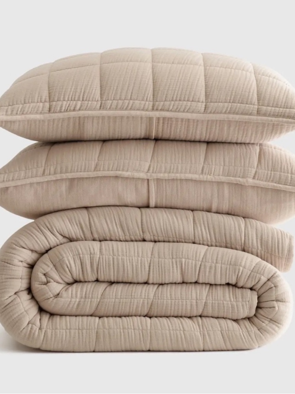 QUINCE Organic Airy Gauze Box Quilt Set King/Cal King Dune 7635